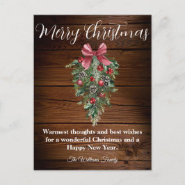 素朴な木の農家の水の色クリスマスツリー ポストカード