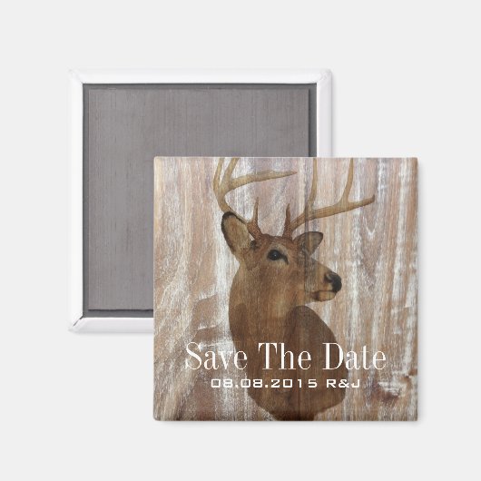 素朴な木の鹿の結婚式は日付を保存 マグネット (正面/裏面)