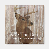 素朴な木の鹿の結婚式は日付を保存 マグネット (正面)