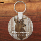 素朴な木の鹿狩りは結婚式の引き出物 キーホルダー (正面)