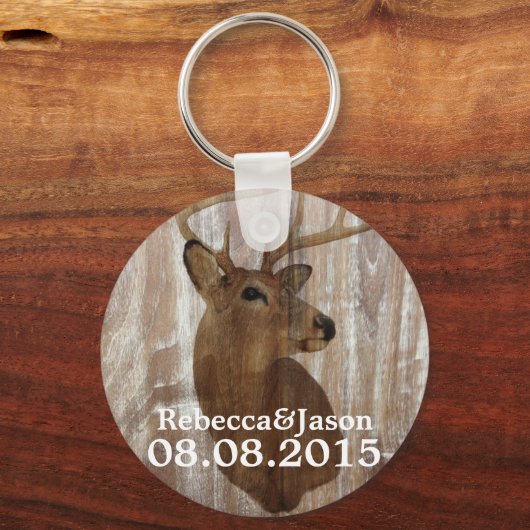 素朴な木の鹿狩りは結婚式の引き出物 キーホルダー (正面)