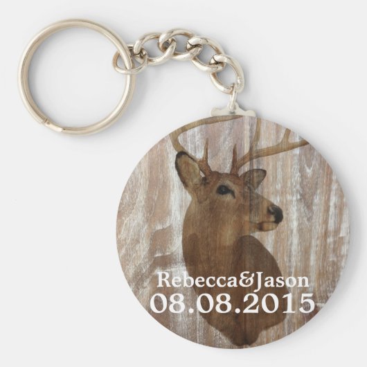 素朴な木の鹿狩りは結婚式の引き出物 キーホルダー (正面)