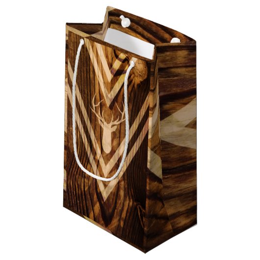 素朴な木のBohoのシカ スモールペーパーバッグ (正面アングル)