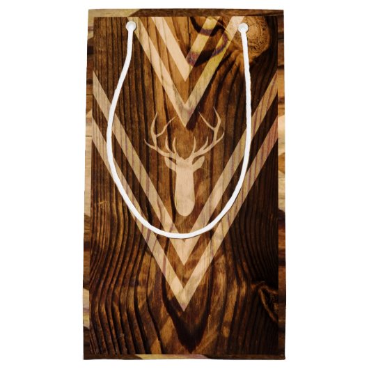 素朴な木のBohoのシカ スモールペーパーバッグ (正面)