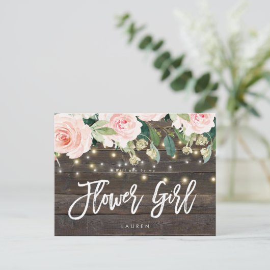 素朴な木ピンクのフローラは私の花の女の子 案内ポストカード (スタンド正面)