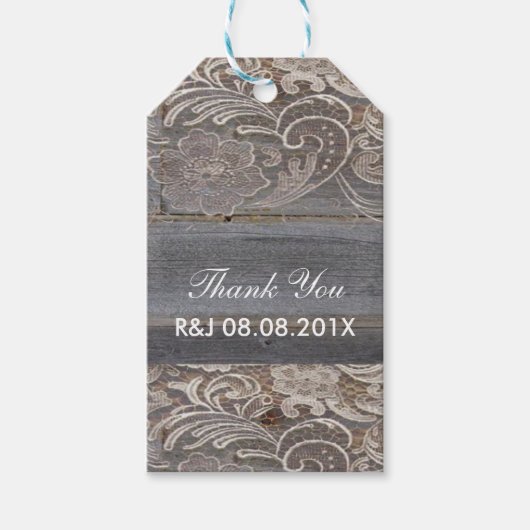 素朴な木レース西の田舎の結婚式の好意 ギフトタグ (正面)