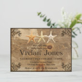 素朴な木及びヒトデのブライダルシャワーの招待状 招待状 (スタンド正面)