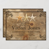 素朴な木及びヒトデのブライダルシャワーの招待状 招待状 (正面/裏面)