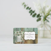 素朴な木及び花柄のウェディングプランナーの名刺 名刺 (スタンド正面)