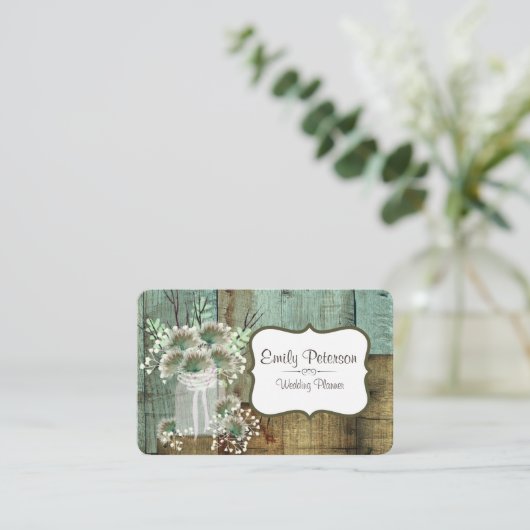 素朴な木及び花柄のウェディングプランナーの名刺 名刺 (スタンド正面)
