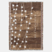 素朴な木及び豆電球のカスタムな結婚祝い スローブランケット (正面縦)