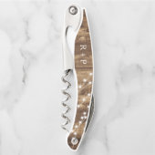 素朴な木及び豆電球のカスタムの結婚式の引き出物 ソムリエナイフ (正面)