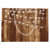 素朴な木及び豆電球のハッピーバースデーのカスタム ラージペーパーバッグ (裏面)