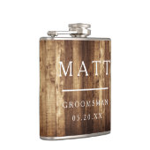 素朴な木及び豆電球のブライダルパーティのチーム新郎 フラスク (右)