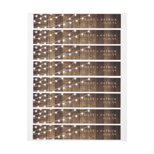 素朴な木及び豆電球の結婚式招待状 ラップアラウンド宛名ラベル (シート)