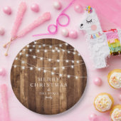 素朴な木及び豆電球家族のパーティーのカスタム ペーパープレート (パーティー)