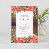 素朴な木及び赤いケシの花の誕生会 招待状 (スタンド正面)