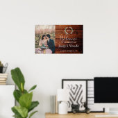 素朴な木材でお二人の結婚式の写真を歓迎 ポスター (ホームオフィス)