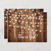 素朴な木材とフェアリー ライトのフラワーガール プロポーズ ポストカード (正面/裏面)