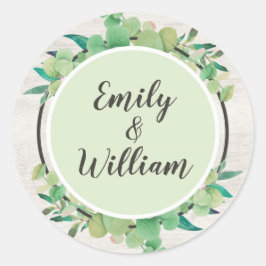 素朴な木材とユーカリの葉の植物学的な名前 ラウンドシール