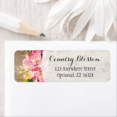 素朴な木材と手描きのピンクのハイビスカス花のデザイン - カントリー調 ラベル (インサイチュ)