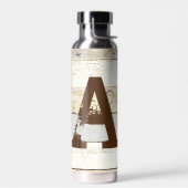 素朴な木材と文字 ウォーターボトル (左面)