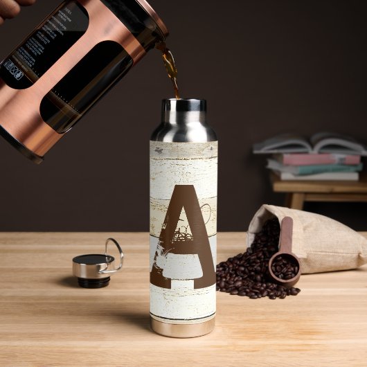 素朴な木材と文字 ウォーターボトル (コーヒー)