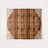 素朴な木材と白いレースのスイート16写真背景 タペストリー (正面(横))