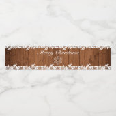 素朴な木材と白いレースのメリークリスマス スノーフレーク ペットボトルラベル (シングルラベル)