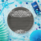 素朴な木材と白のレースのラスティック ファームハウス チック パーティー ペーパープレート (パーティー)