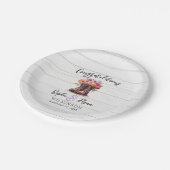 素朴な木材と花のブーツが織りなすカントリーファームウェディング ペーパープレート (アングル)