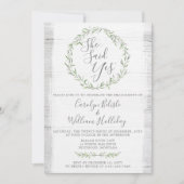 素朴な木材と花輪のエンゲージメントパーティー招待状 招待状 (正面)