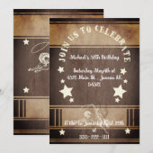 素朴な木材のカウボーイをテーマにした30歳の誕生日 招待状 (正面/裏面)