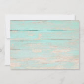 素朴な木材ターコイズ フラワー コテージ ブライダル シャワー 招待状 (裏面)