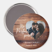 素朴な木材 お二人にぴったり オーダーメイドのハート型写真 マグネット (正面/裏面)