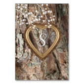 素朴な木材, 樹皮, ハート, オーダーメイド テーブルナンバー (裏面)