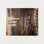 素朴な木樽のバーライト - シャンパン & ベイビーズブレス タペストリー (正面(横))