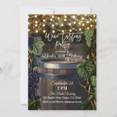 素朴な木樽のブドウ ワインテイスティングパーティー 招待状 (正面)