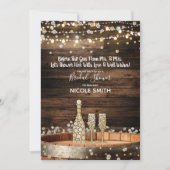 素朴な木樽のライト　シャンパン　ブライダルシャワー 招待状 (正面)