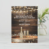 素朴な木樽のライト　シャンパン　ブライダルシャワー 招待状 (スタンド正面)