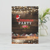 素朴な木樽のライト　冬の花　クリスマス 招待状 (スタンド正面)