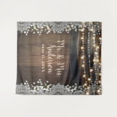 素朴な木樽のランプにレースとベイビーズブレス, タペストリー (正面(横))