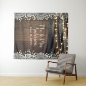 素朴な木樽のランプにレースとベイビーズブレス, タペストリー (インサイチュ(横))