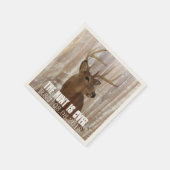 素朴な木目の鹿狩り結婚は スタンダードカクテルナプキン (角)