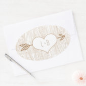 素朴な木目結婚式のシール 楕円形シール (封筒)