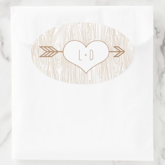 素朴な木目結婚式のシール 楕円形シール (バッグ)