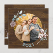 素朴な木目調のクリスマス家族写真 (正面/裏面)