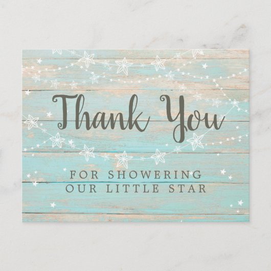 素朴な木目調のストリングスターネックレス　サンキュー ポストカード (正面)