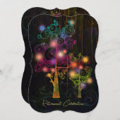 素朴な木目調のスパイラルツリー引退パーティー 招待状 (正面/裏面)