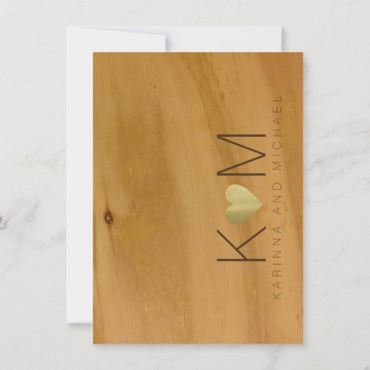 素朴な木目調の結婚式招待状返信 招待状 (裏面)